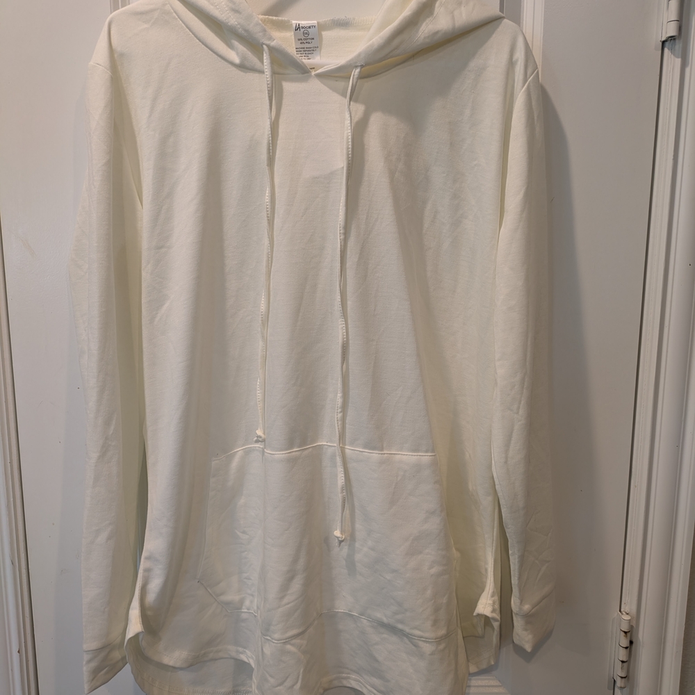 NWT LA Society Cream Pullover Hoodie Cotton Blend Size 1X